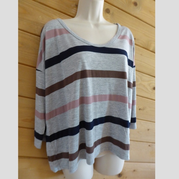 Soft Joie Gray Blue Oversized Top Shirt T-shirt L - Picture 3 of 7